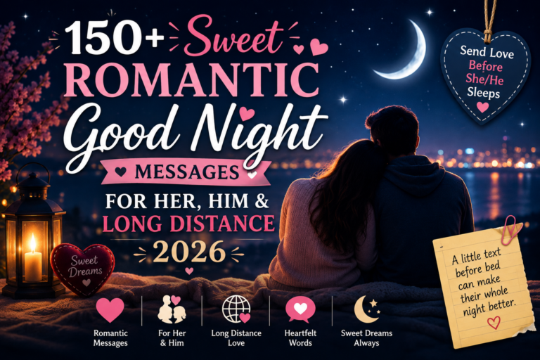 150+ Sweet Romantic Good Night Messages for Her, Him & Long Distance 2026